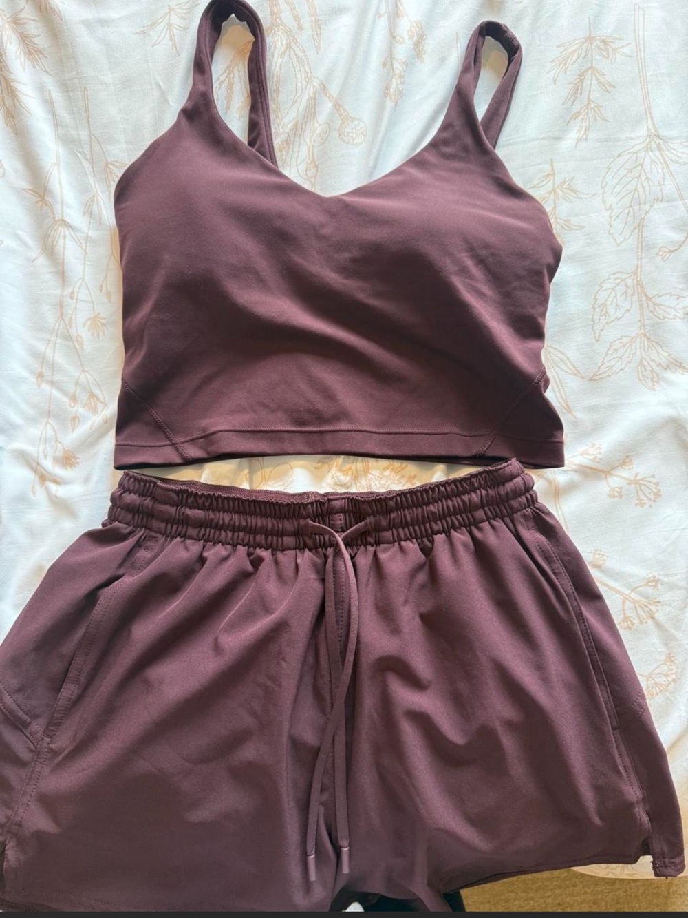 lululemon athletica Deep Plum Sports Bralette & Shorts